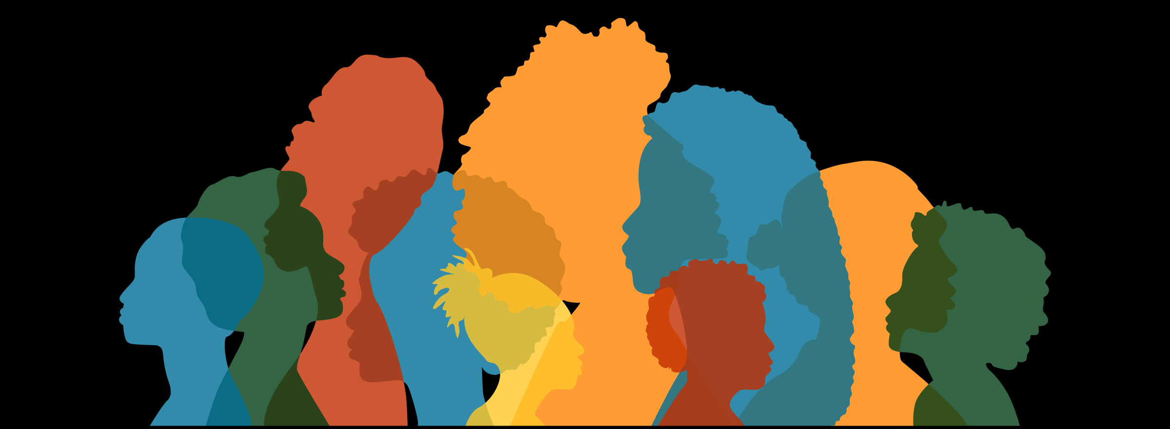 drawing of silhouettes of heads of 10 Black people